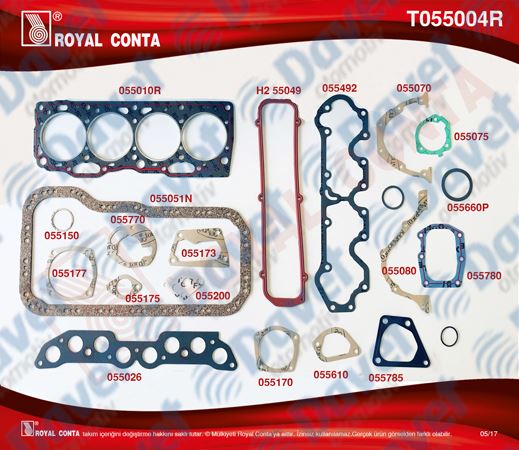 ROYAL T055004R Motor Takim Contasi Kecesiz Tempra-Tipo-Slx (Subap Kapak Conta Slikon)